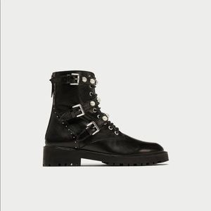 Zara combat pearled boots